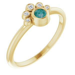 Ladies Natural Alexandrite Natural Diamond Ring (I1, G-H) — 14K Yellow Gold