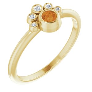 Ladies Natural Citrine Natural Diamond Ring (I1, G-H) — 14K Yellow Gold