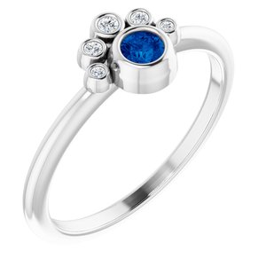 Ladies Natural Blue Sapphire Natural Diamond Ring (I1, G-H) — Sterling Silver