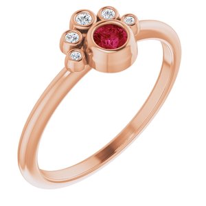Ladies Natural Ruby Natural Diamond Ring (I1, G-H) — 14K Rose Gold
