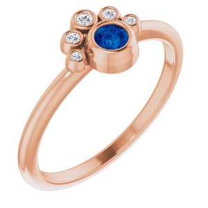 Ladies Natural Blue Sapphire Natural Diamond Ring (I1, G-H) — 14K Rose Gold