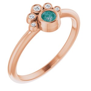 Ladies Natural Alexandrite Natural Diamond Ring (I1, G-H) — 14K Rose Gold
