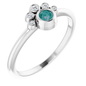 Ladies Natural Alexandrite Natural Diamond Ring (SI2-SI3, G-H) — Platinum