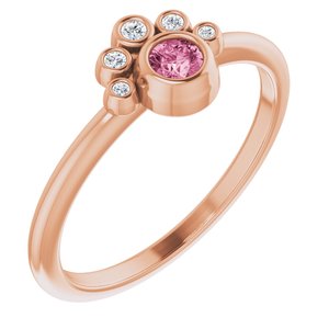 Ladies Natural Pink Tourmaline Natural Diamond Ring (I1, G-H) — 14K Rose Gold