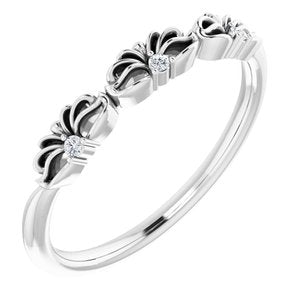Ladies Natural Diamond Crown Ring (I1, G-H) — Sterling Silver