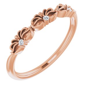 Ladies Natural Diamond Crown Ring (I1, G-H) — 14K Rose Gold