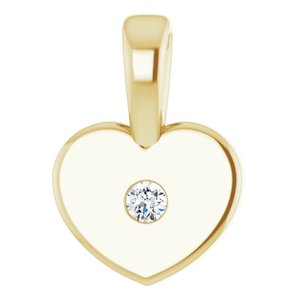 Ladies Natural Diamond Youth Heart Pendant (I1, G-H) — 14K Yellow Gold