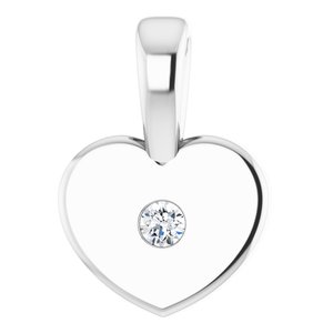 Ladies Natural Diamond Youth Heart Pendant (I1, G-H) — Sterling Silver