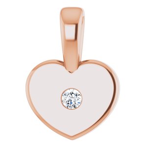 Ladies Natural Diamond Youth Heart Pendant (I1, G-H) — 14K Rose Gold