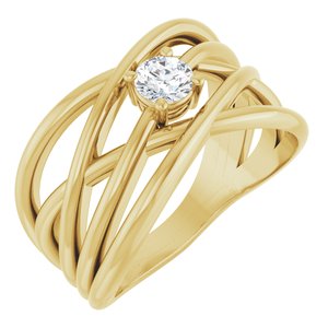 Ladies Natural Diamond Criss-Cross Ring (I1, G-H) — 14K Yellow Gold