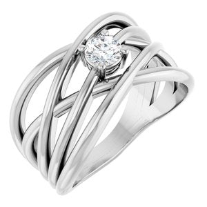 Ladies Natural Diamond Criss-Cross Ring (SI2-SI3, G-H) — Platinum