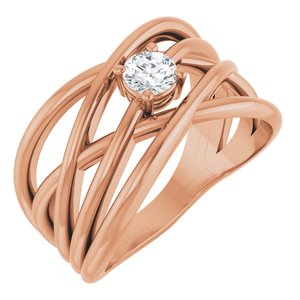 Ladies Natural Diamond Criss-Cross Ring (I1, G-H) — 14K Rose Gold