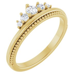 Ladies Natural Diamond Stackable Crown Ring (I1, G-H) — 14K Yellow Gold