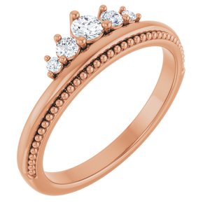 Ladies Natural Diamond Stackable Crown Ring (I1, G-H) — 14K Rose Gold