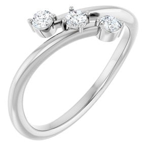 Ladies Natural Diamond Three-Stone Bypass Ring (I1, G-H) — Sterling Silver