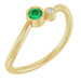 Ladies 3 mm Natural Emerald Natural Diamond Ring (I1, G-H) — 14K Yellow Gold