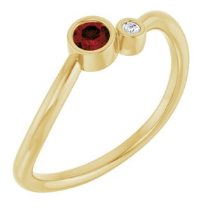 Ladies 3 mm Natural Mozambique Garnet Natural Diamond Ring (I1, G-H) — 14K Yellow Gold