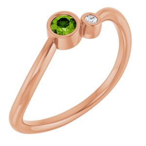 Ladies 3 mm Natural Peridot Natural Diamond Ring (I1, G-H) — 14K Rose Gold