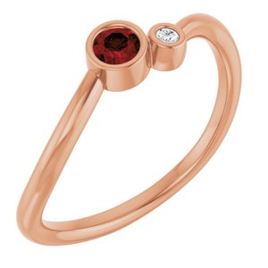 Ladies 3 mm Natural Mozambique Garnet Natural Diamond Ring (I1, G-H) — 14K Rose Gold