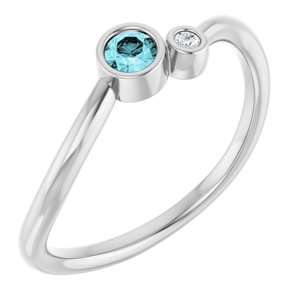 Ladies 3 mm Natural Blue Zircon Natural Diamond Ring (SI2-SI3, G-H) — Platinum