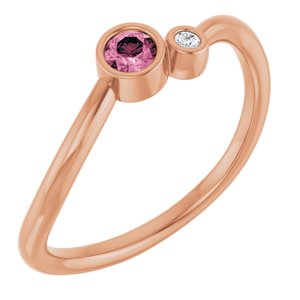 Ladies 3 mm Natural Pink Tourmaline Natural Diamond Ring (I1, G-H) — 14K Rose Gold