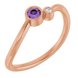 Ladies 3 mm Natural Alexandrite Natural Diamond Ring (I1, G-H) — 14K Rose Gold