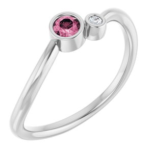 Ladies 3 mm Natural Pink Tourmaline Natural Diamond Ring (SI2-SI3, G-H) — Platinum