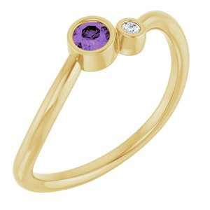 Ladies 3 mm Natural Alexandrite Natural Diamond Ring (I1, G-H) — 14K Yellow Gold