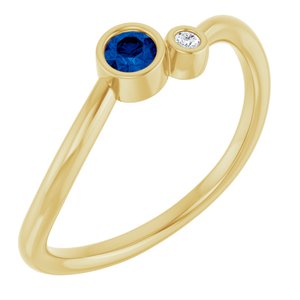 Ladies 3 mm Natural Blue Sapphire Natural Diamond Ring (I1, G-H) — 14K Yellow Gold