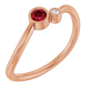 Ladies 3 mm Natural Ruby Natural Diamond Ring (I1, G-H) — 14K Rose Gold