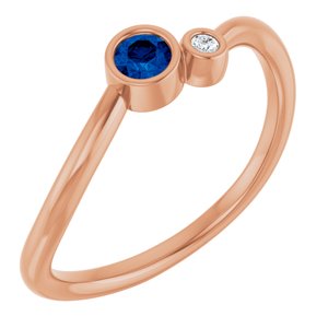 Ladies 3 mm Natural Blue Sapphire Natural Diamond Ring (I1, G-H) — 14K Rose Gold