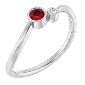Ladies 3 mm Natural Ruby Natural Diamond Ring (I1, G-H) — Sterling Silver