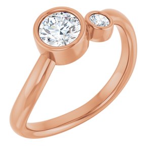 Ladies 4 mm Natural White Sapphire Natural Diamond Ring (I1, G-H) — 14K Rose Gold