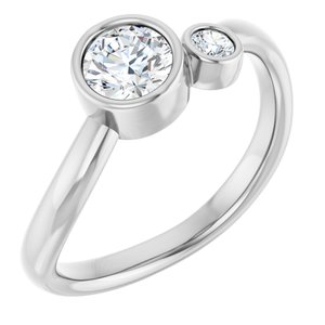 Ladies 4 mm Natural White Sapphire Natural Diamond Ring (I1, G-H) — Sterling Silver