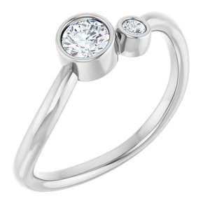 Ladies 4 mm Natural White Sapphire Natural Diamond Ring (I1, G-H) — 14K White Gold