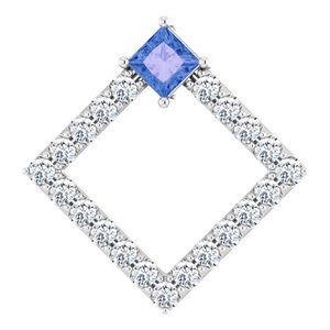 Ladies Natural Tanzanite Natural Diamond Pendant (I1, G-H) — 14K White Gold