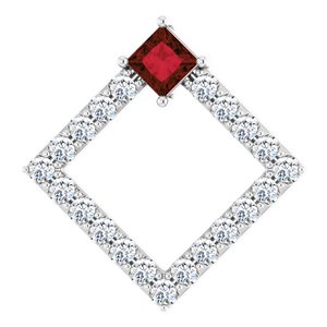 Ladies Natural Mozambique Garnet Natural Diamond Pendant (Si2-Si3, G-H) — Platinum