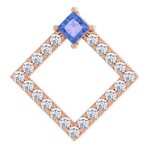 Ladies Natural Tanzanite Natural Diamond Pendant (I1, G-H) — 14K Rose Gold