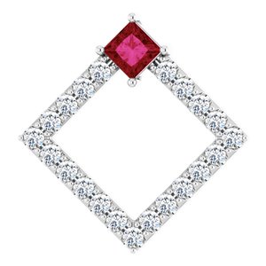 Ladies Natural Ruby Natural Diamond Pendant (Si2-Si3, G-H) — Platinum