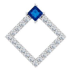 Ladies Natural Blue Sapphire Natural Diamond Pendant (Si2-Si3, G-H) — Platinum