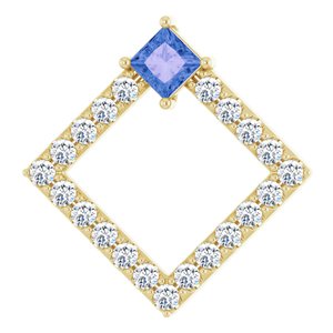 Ladies Natural Tanzanite Natural Diamond Pendant (I1, G-H) — 14K Yellow Gold