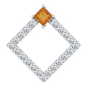 Ladies Natural Citrine Natural Diamond Pendant (Si2-Si3, G-H) — Platinum