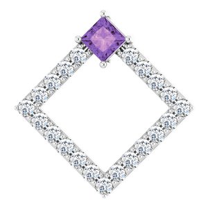 Ladies Natural Amethyst Natural Diamond Pendant (Si2-Si3, G-H) — Platinum