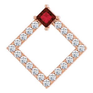 Ladies Natural Mozambique Garnet Natural Diamond Pendant (I1, G-H) — 14K Rose Gold
