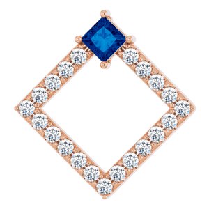 Ladies Natural Blue Sapphire Natural Diamond Pendant (I1, G-H) — 14K Rose Gold