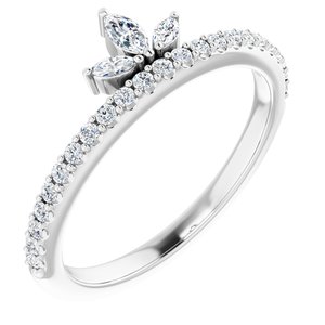 Ladies Natural Diamond Stackable Crown Ring (SI2-SI3, GHI) — Platinum