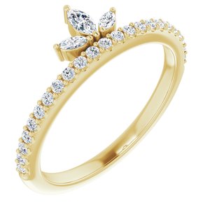 Ladies Natural Diamond Stackable Crown Ring (I1, GHI) — 14K Yellow Gold