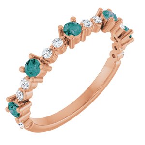 Ladies Natural Alexandrite Natural Diamond Ring (I1, G-H) — 14K Rose Gold