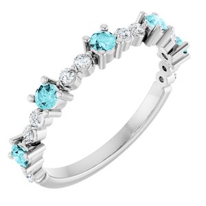 Ladies Natural Blue Zircon Natural Diamond Ring (I1, G-H) — Platinum