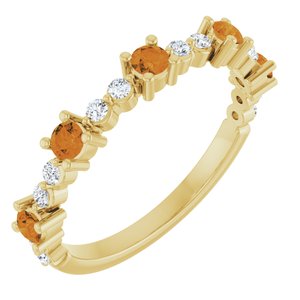 Ladies Natural Citrine Natural Diamond Ring (I1, G-H) — 14K Yellow Gold